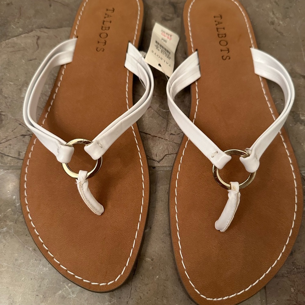 Talbots White and Brown Women's Sandals